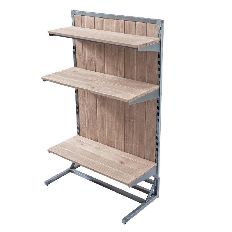 Structure gondole Héritage simple face 90x45x145cm - cadre métal vieilli et bois de pin - gris_1