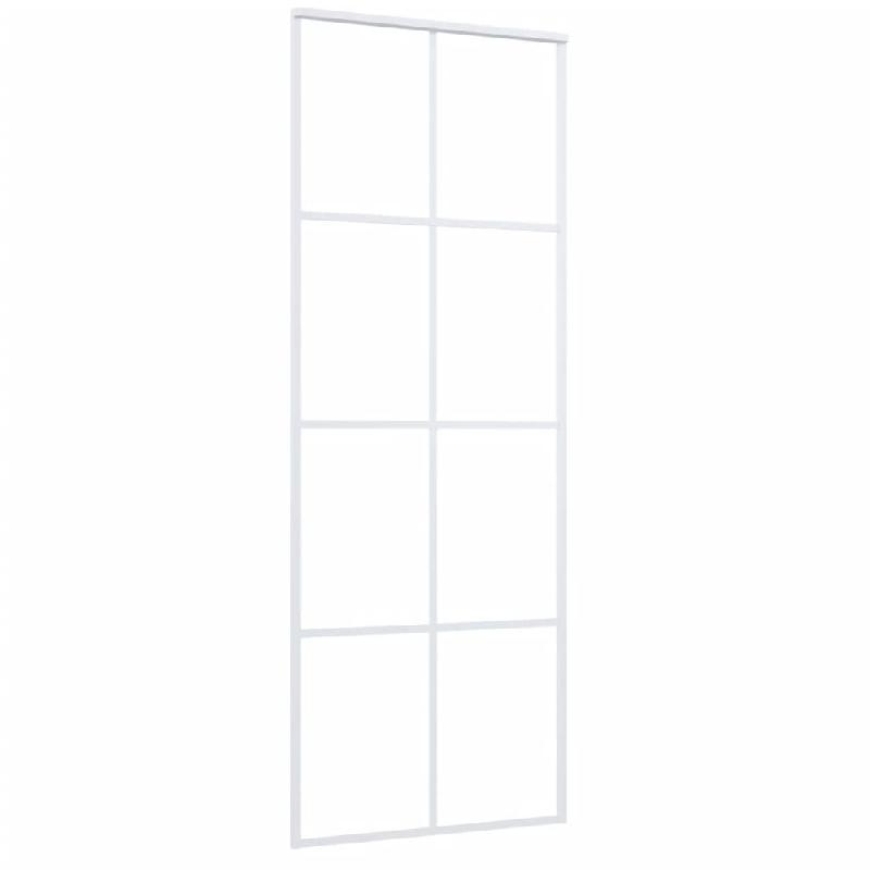 Vidaxl porte coulissante verre esg dépoli et aluminium 76x205 cm blanc 151669_1