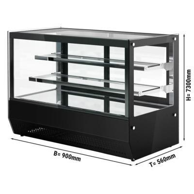 Vitrine réfrigérée positive à poser noire avec vitre droite - 160 L_1