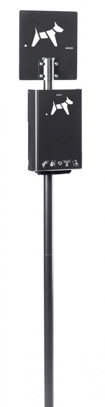 Borne de propreté hygiène canine sur poteau - 200 sacs - acier poudré anti-UV - Hygeca_1