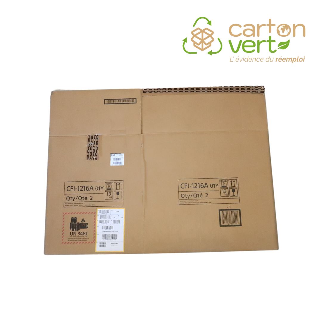 Caisse en carton simple cannelure - 48.5 x 36 x 44 cm - Fond automatique - Réemployé - Palette de 240 cartons_1
