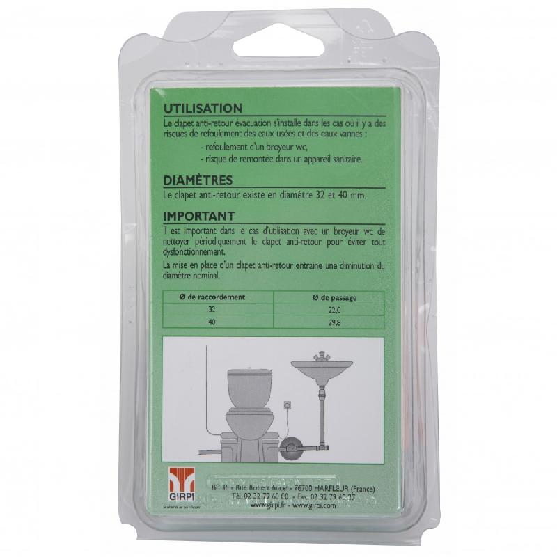 Clapet anti-retour en PVC - à coller - femelle/femelle - diamètre 40 mm_1