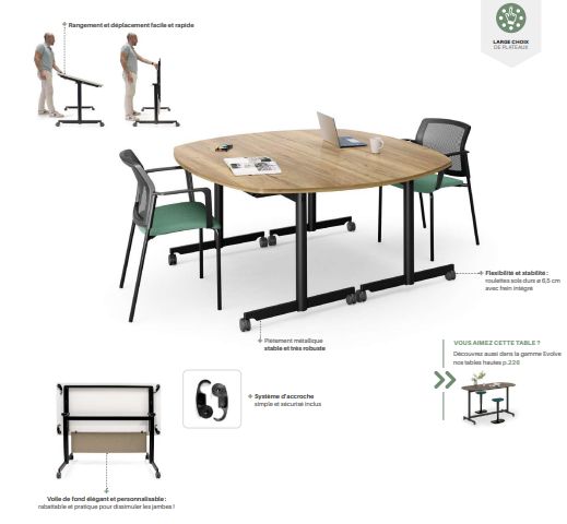 Bureau de réunion - Gamme EVOLVE - Table de 6 à 16 places - Plateau mélaminé haute qualité_1
