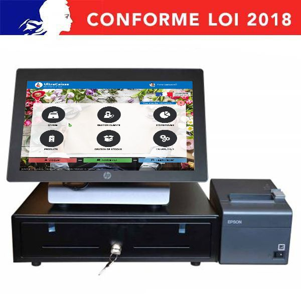Caisse enregistreuse tactile pour fleuristes - HP RP9 avec imprimante ticket thermique, tiroir-caisse et logiciel certifié_1
