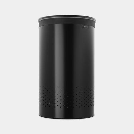 Corbeille à linge Brabantia - 60 litres - Matt Black - Ouverture Quick-Drop et sac à linge en coton_1