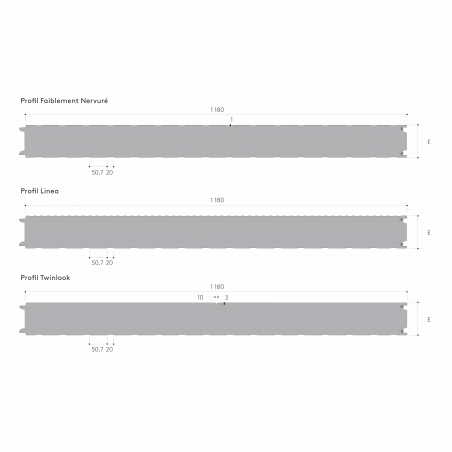 Panneau sandwich de bardage isolant QuadCore KS1180 AB - fixations visibles, largeur 1180 mm_1