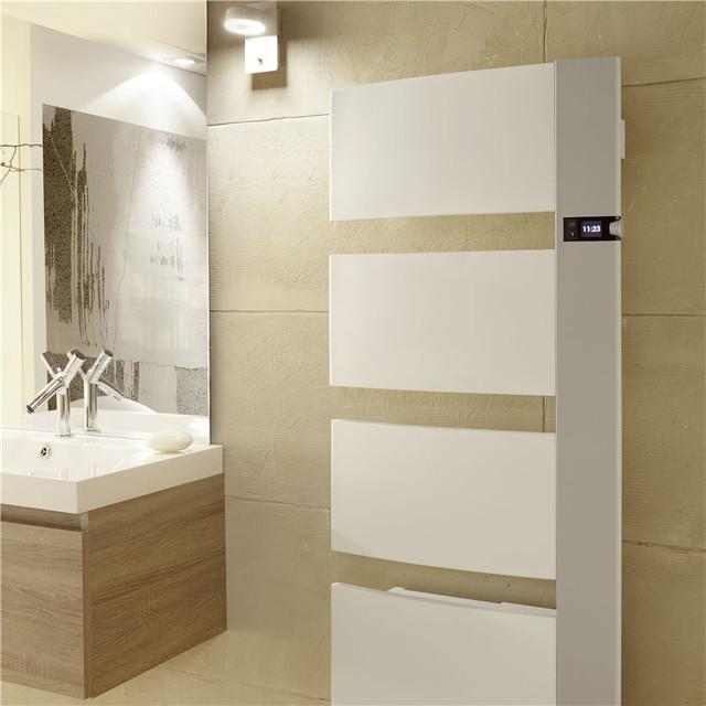 Radiateur sèche-serviettes Sensium mât droite 1750W blanc/gris - Atlantic - 814118_1