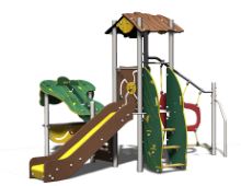 Structure de jeux combinées 1 tour avec kiosque - AMA10909I - CREA Équipements - Pour enfants de 2 à 5 ans - Capacité 14 enfants_1