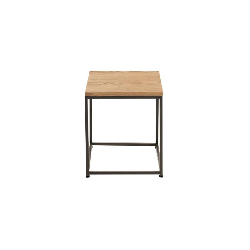 Table gigogne Small BOZA - Bois naturel massif et métal - Style industriel design_1