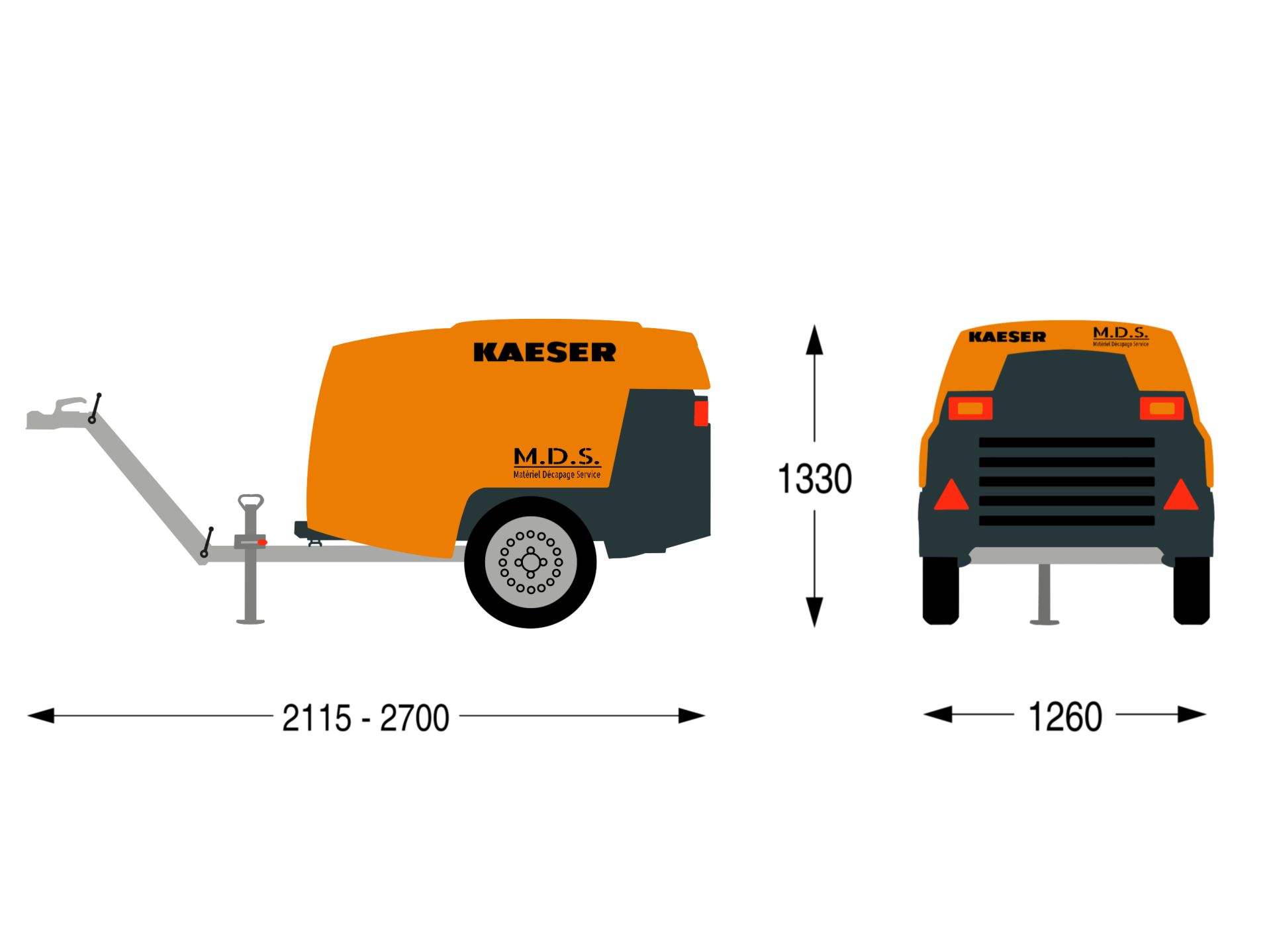 Compresseur mobile de chantier KAESER M30A1 - 2900L/min - Moteur Diesel Kubota - 7 bar - Réservoir 40L_1