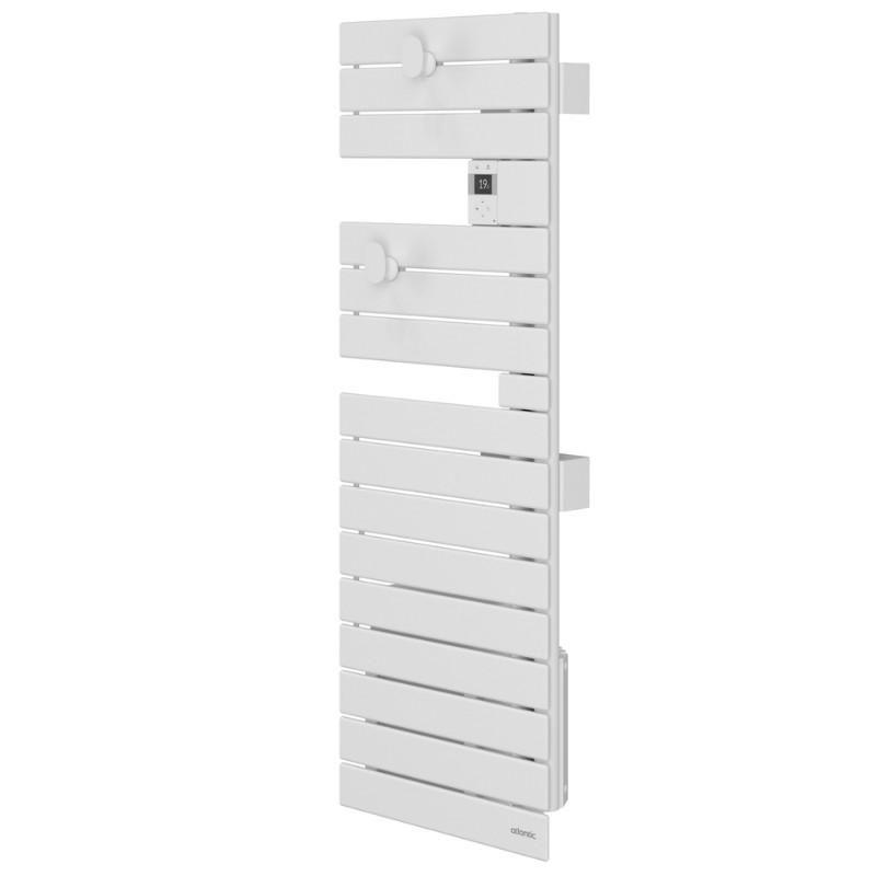 Sèche-serviettes connecté Nefertiti étroit mât droite 500W blanc carat - Atlantic - 850635_1