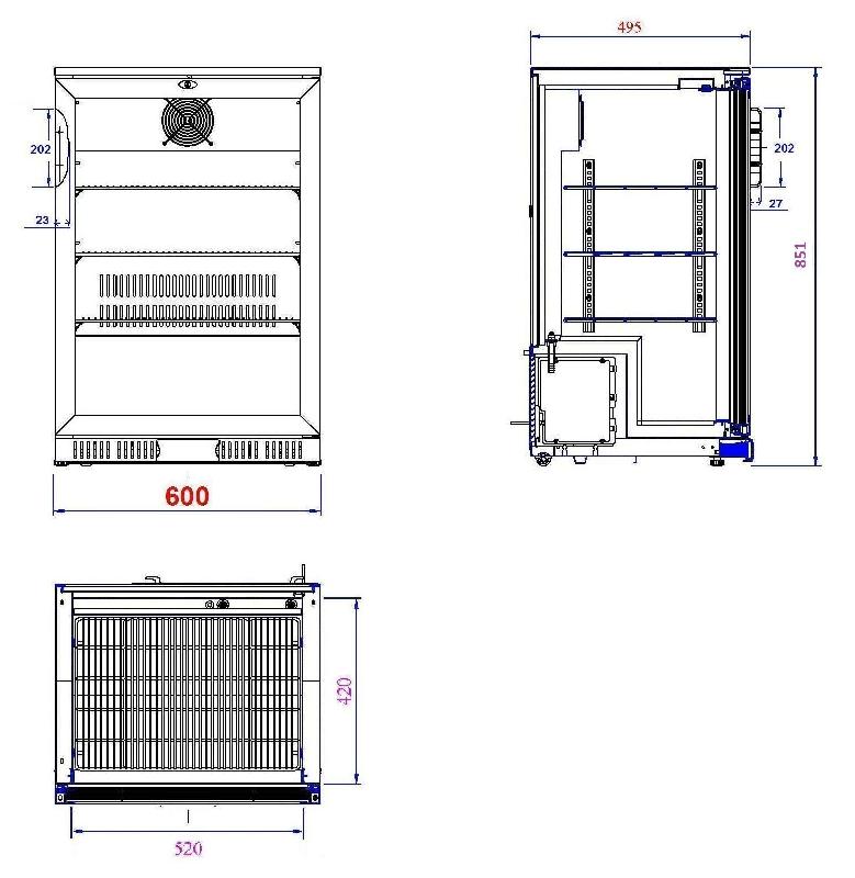 Arrière bar réfrigérée noir 1 porte l600 7527.0030 COMBISTEEL_1