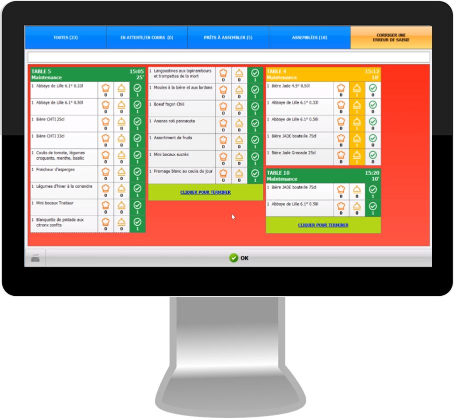 Écran Cuisine - Production Orchestra Software - Écrans de 10.5 à 32 pouces synchronisés en temps réel_1