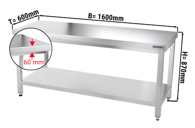 Tables Inox centrales Premium avec Etagère - P 600 mm | Ggm -_1