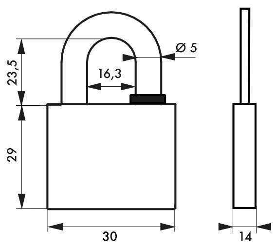Cadenas à clé Reverso 30 mm - 4 clés réversibles - Corps laiton monobloc - Marque Thirard_1