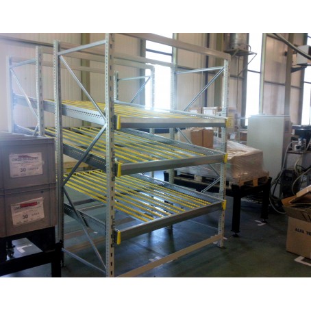 Rayonnage dynamique ergonomique FIFO pour cartons avec système de stockage et gain de place de 35%_1
