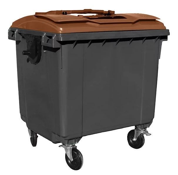 Bac de collecte roulant 4 roues avec couvercle plat - Capacité 660 L - Conforme à la norme EN 840_1