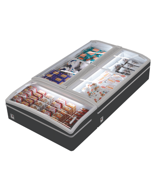 Bac réfrigéré bi-température BAKECO - avec couvercles coulissants, éclairage LED, gris anthracite RAL 7016_1