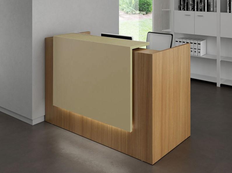 Borne d'accueil compacte Z2, ton bois 1 personne - Officity - 126, Beige, Noyer Canaletto_1