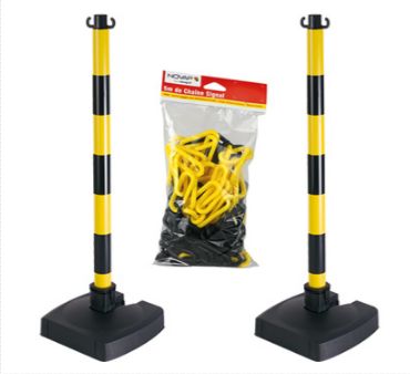 28649 - Poteau de signalisation avec chaîne - Kit 2 poteaux pour balisage et délimitation_1
