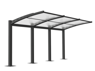 Abris vélo ouvert éco - structure en acier inoxydable ou thermolaqué - toiture en polycarbonate alvéolaire_1