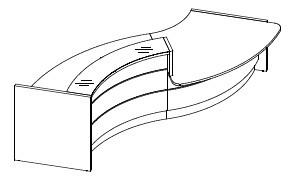 Comptoir d'accueil Valde forme vague avec accès PMR - MDD - Gris brillant, Droite_1