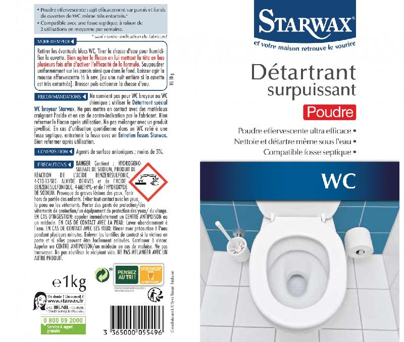 Détartrant poudre sanitaire STARWAX 1 kg - Idéal pour parois et fonds de cuvette_1