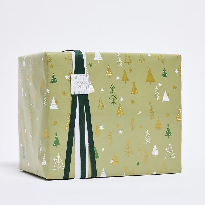 Etiquette cadeau adhésive Fôret de sapins 35x35mm - par 500_1