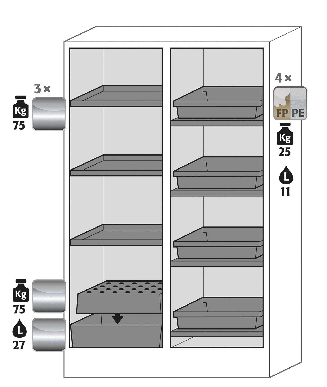 Armoire de sécurité combinée K-PHOENIX-30 modèle K30.197.120.MV.FWAS - Réf 30342-001-30346 - norme NF EN 14470-1 et 3 compartiments séparés_1