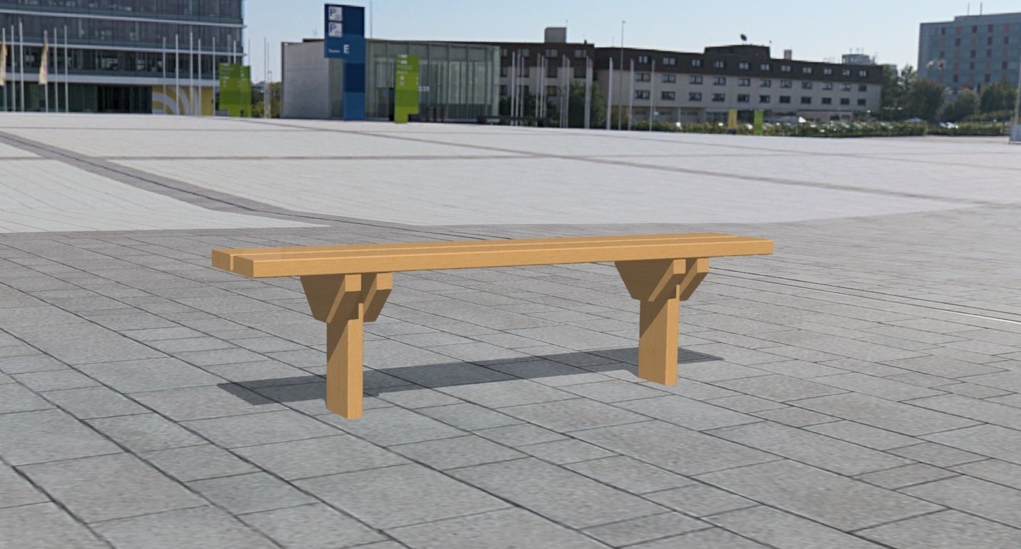 Banc sans dossier en bois traité Classe IV - Référence MUB24 - Longueur 1m70 - À sceller_1