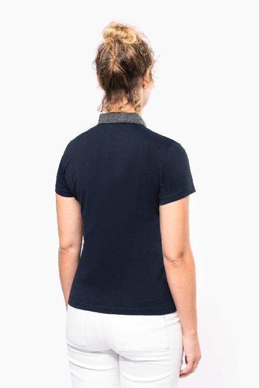 Polo jersey bicolore femme - Réf: K261 - Kariban - 100% coton, col chemise contrasté, 180 g/m²_1