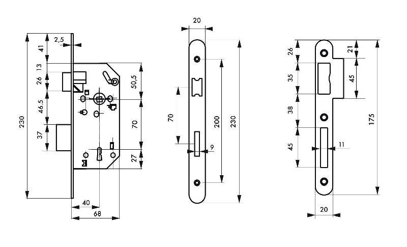 Serrure encastrable Monomax NF - acier laiton - pour porte intérieure - réversible sans démontage_1