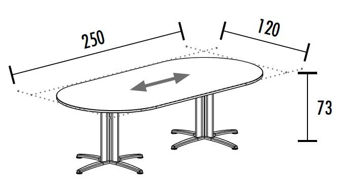 Table de réunion ovale évolutive Sigma - Mobel Linea - 250, Anthracite, Blanc_1