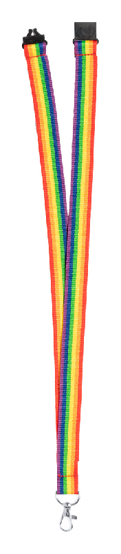 Tour de cou en polyester arc-en-ciel avec mousqueton en métal et boucle de sécurité_1