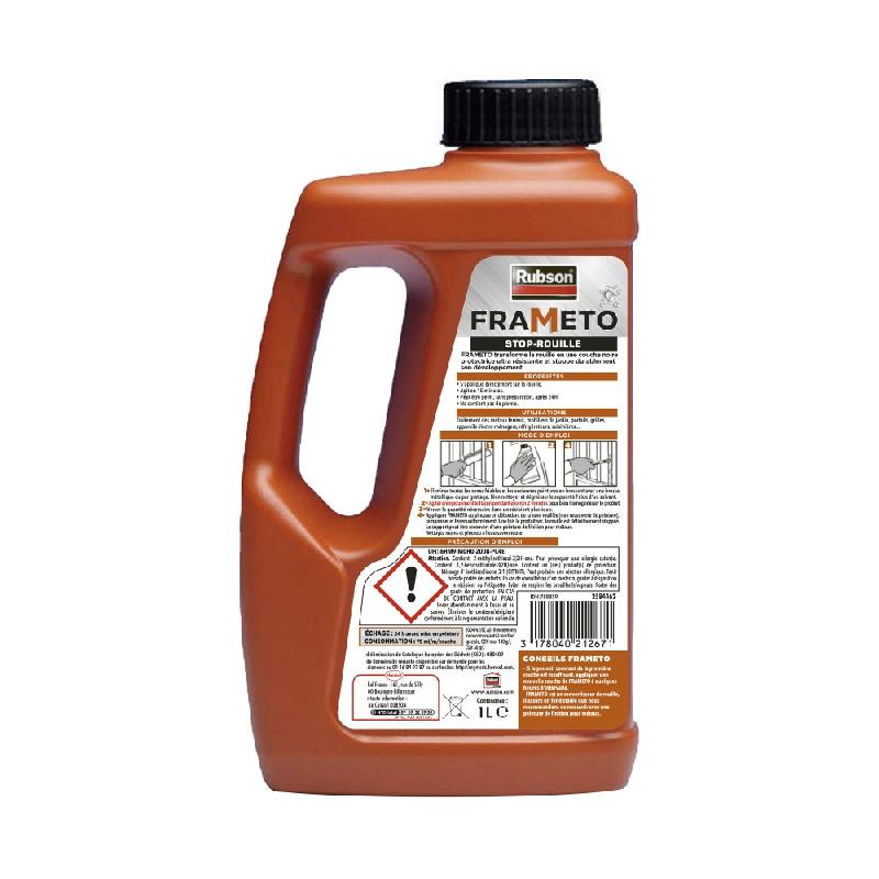 Protection antirouille extérieur/intérieur - Rubson Frameto - Noir mat 1L - Direct sur rouille pour acier_1