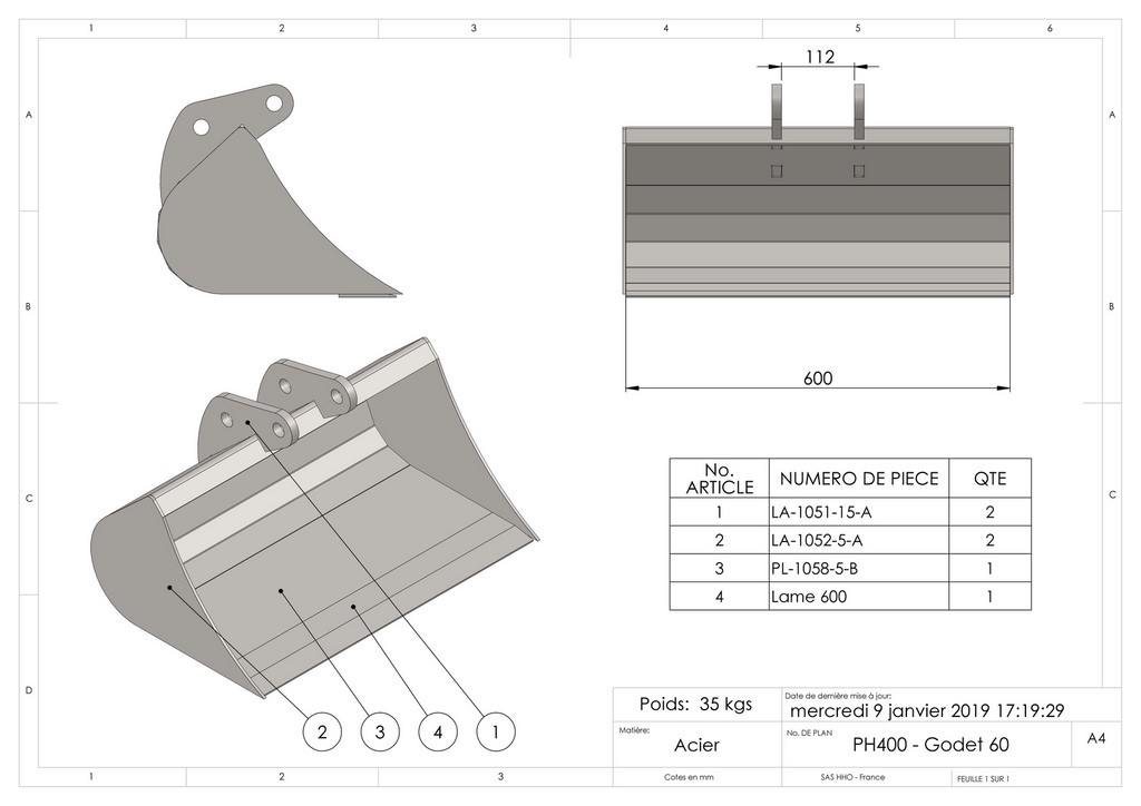 Godet standard  60 cm - hho_1