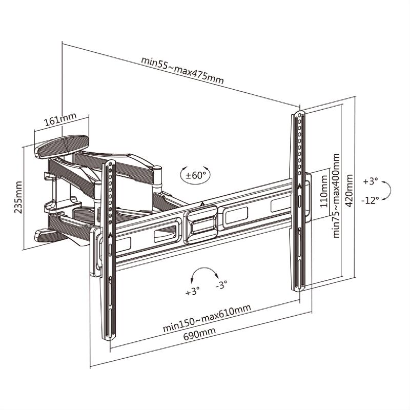 VALUE Support mural pour écrans LCD, flexible et élégant, 45 kg_1