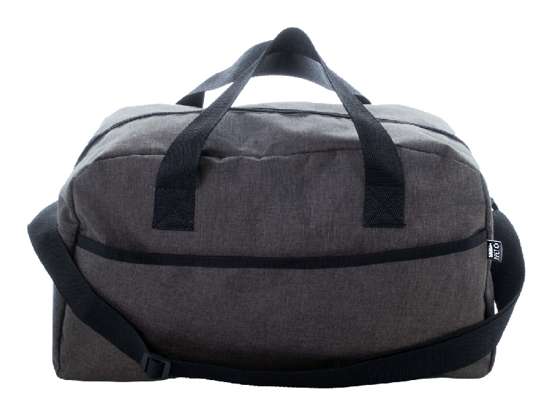 Sac de sport en RPET - poche avant, compartiment zippé et bandoulière réglable - Polyester 600D gris foncé_1