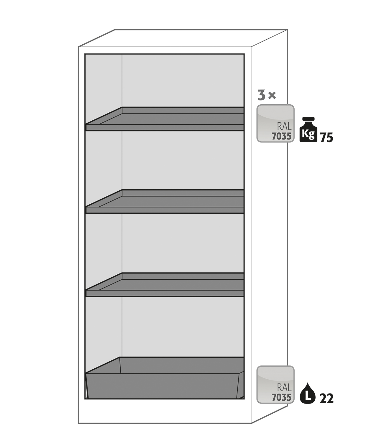 Armoire de sécurité Q-CLASSIC-30 modèle Q30.195.086.FU.WDASR - réf 37581-061-34630 - Type 30 avec portes battantes et résistance au feu NF EN 14470-1_1