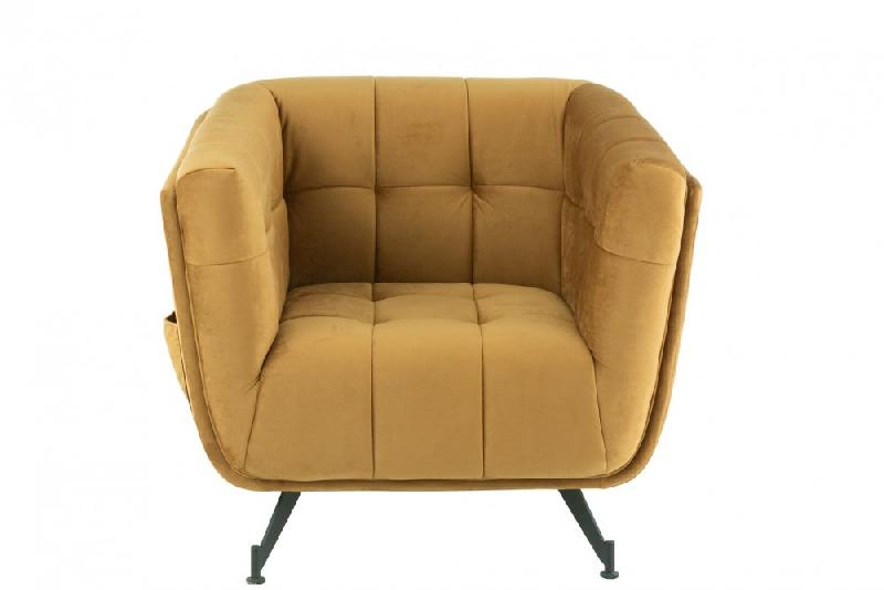 Fauteuil lounge Marianah ocre - style contemporain et assise capitonnée en velours_1