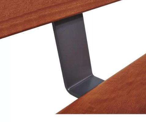 Banc public bois et acier - Pagode, longueur 1800 mm, structure en tube acier peint_1