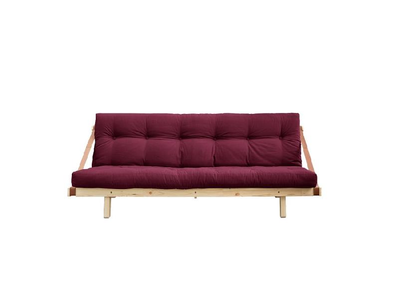 Banquette futon JUMP en pin massif - Coloris bordeaux - Couchage 130x190 cm_1