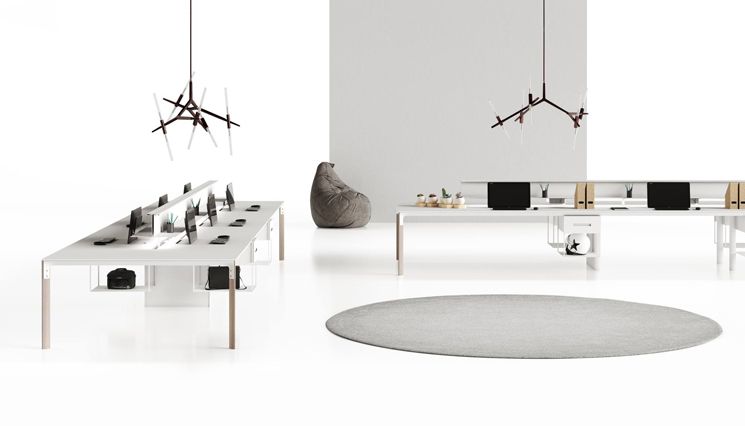 Bureau coworking surf - sur-mesure - pieds en chêne massif et plateau mélaminé 25 mm_1