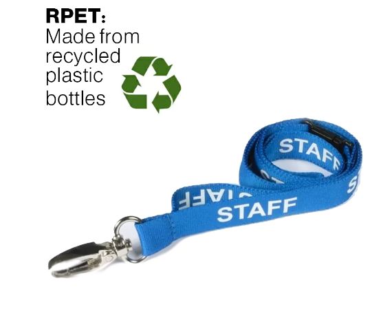 Cordon textile 15 mm pour badge - Pré-imprimé Staff, Contractor ou Temporary - Crochet métal et système anti-étouffement_1