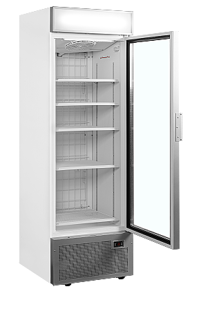 Armoire réfrigérée négative vitrée blanc/silver avec canopée LED - 440 L | Tefcold - UFSC1450GCPNFSilver_1