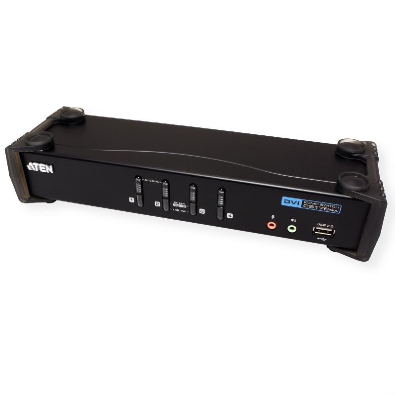 Aten cs1764a switch kvm dvi, usb, audio, hub usb, 4 ports_1