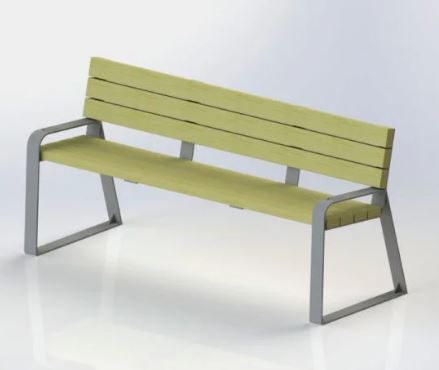 Banc public Easy - piétement en acier et lames en bois - personnalisable avec gravure de logo_1