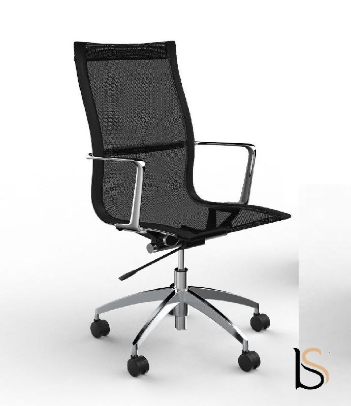 Fauteuil de direction Evole en résille - Mobel Linea - Noir_2