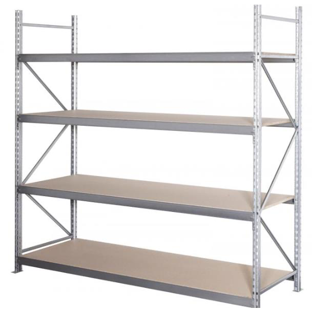 Rayonnage à grands compartiments mi-lourd - évolutif, jusqu'à 1000 kg, réglable, pour produits variés et volumineux_1