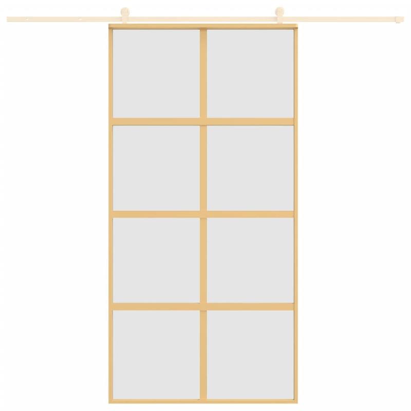 Vidaxl porte coulissante doré 102,5x205 cm verre esg dépoli aluminium 155189_1